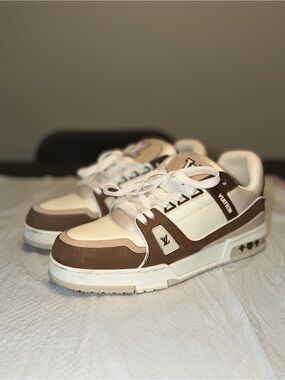 Louis Vuitton LV Trainer Low Sneakers Beige/Brown Men’s Size